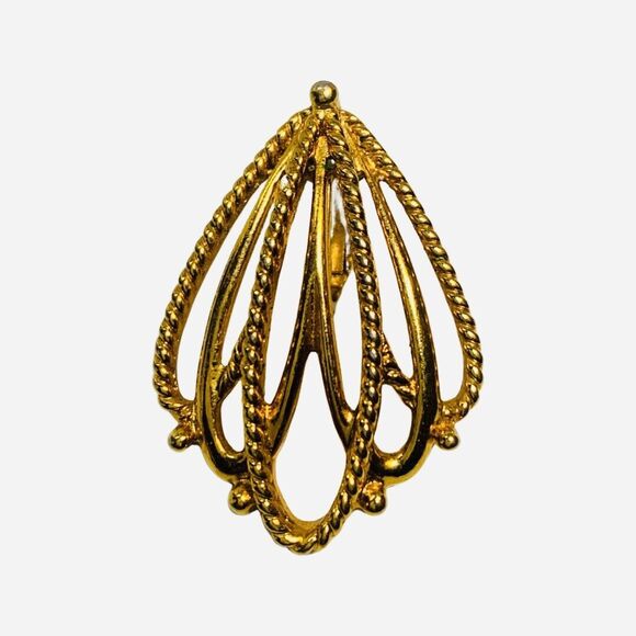 Layered Gold-Tone Clip-On Earrings 1.5" Gold Tone Gilded Mesh - Picture 6 of 7